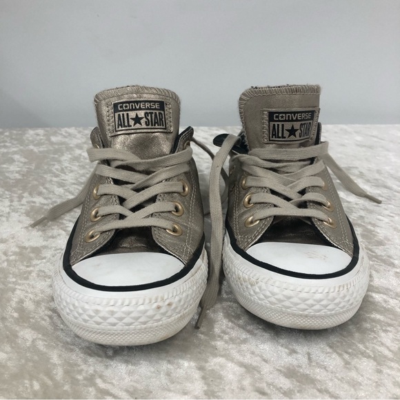 Converse all star low top women size 5 leather metallic copper type texture - Picture 2 of 8